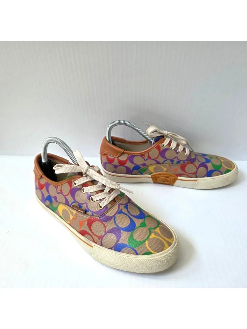 Coach Shoes Womens 7.5 Citysole Skate Sneakers Rainbow Signature Logo Canvas